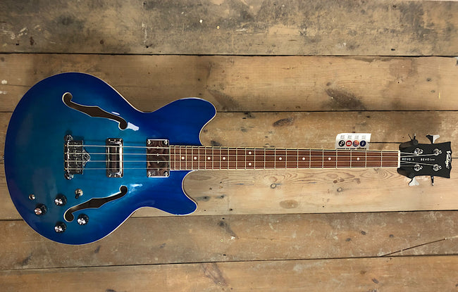 Vintage Revo Series Supreme Semi Acoustic Short Scale Bass Blueburst