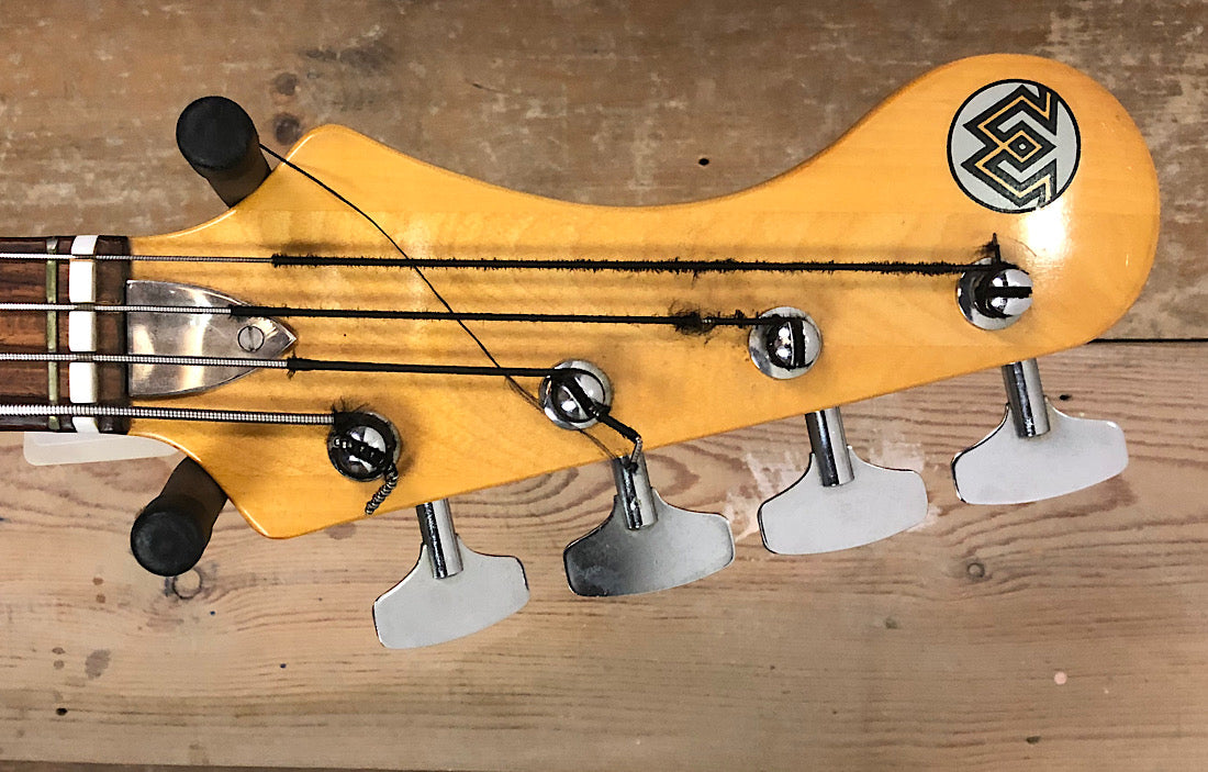 Wilson left-handed bass guitar, made in England 1970s