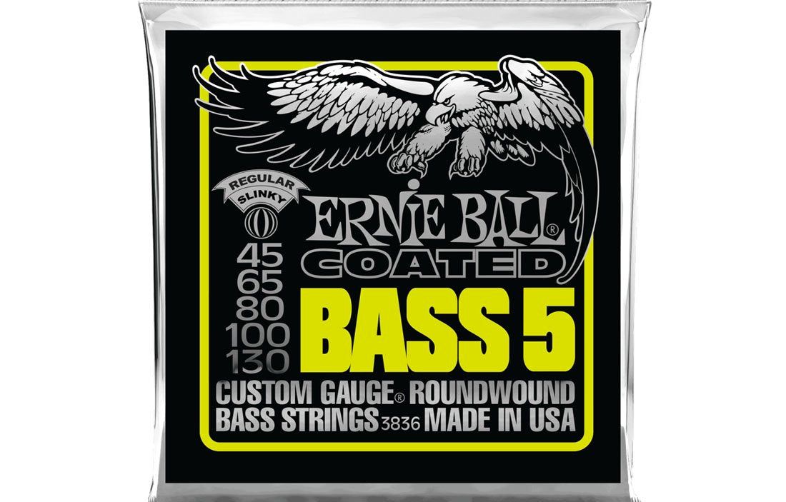 Ernie Ball Super Slinky Coated 5 String 45-130 - The Bass Gallery