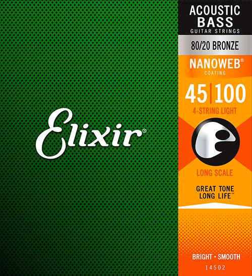 Elixir Acoustic Bass Strings 80/20 Bronze With Nanoweb Coating - The Bass Gallery